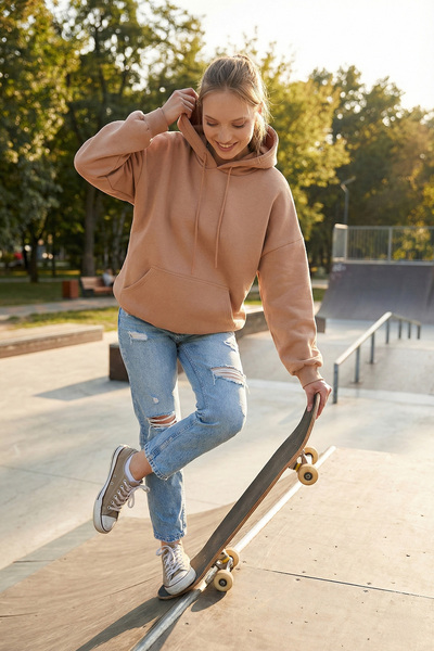 Lela Regular Fit Cotton Hooded Collar Rose Winter Sweat SWEAT 5863854