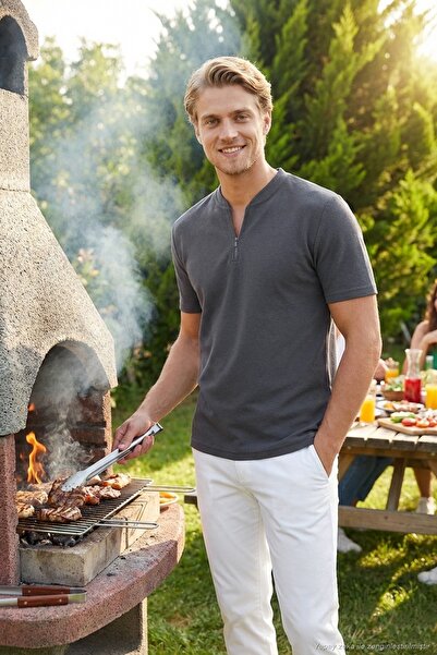 Buratti Cotton Regular Fit Half Zipper t Shirt Men's t Shirt 5902653