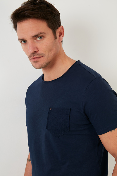 Buratti 100% Cotton Slim Fit Crew Neck Pocket T Shirt Men's T Shirt 5902000