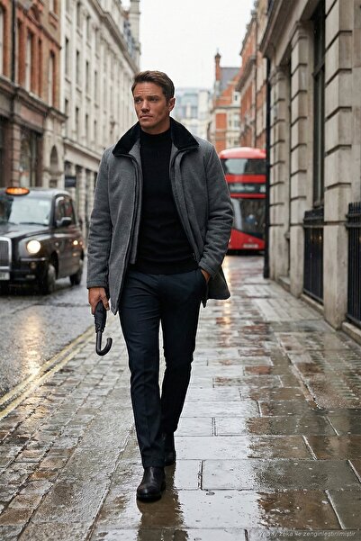 Buratti Regular Fit Detachable Fur Collar Detailed Lined Cashmere Coat Men's ...