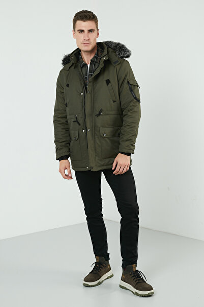 Buratti Removable Hooded Men's Coat with Feather Collar 571717