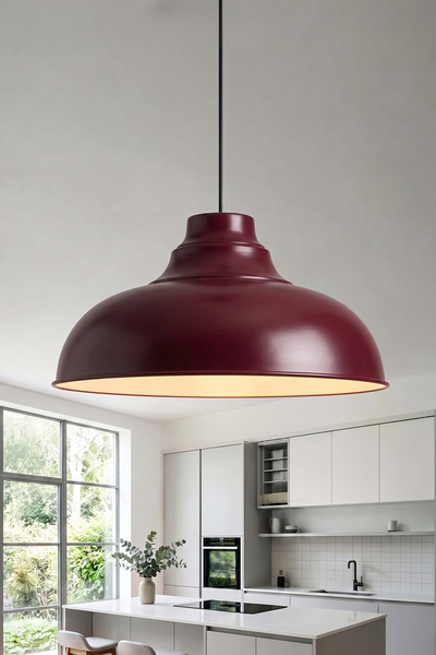 Marrien Lora Vintage Bordo Metal Sarkıt (33 cm) Yemek Masası Üstü Avize Mutfa...