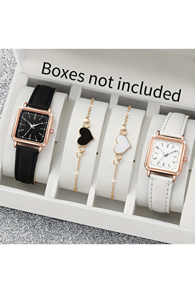 Choice black 2/4PCS Fashion Minimalist Watch Luxury Men's and Women's Leather...