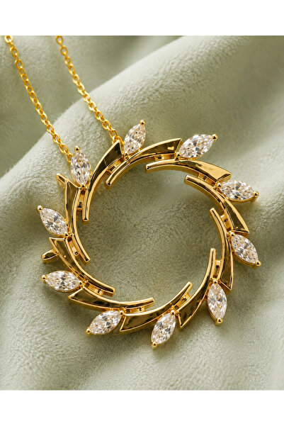 Sarezza Gold Aurelia : 14 Ayar Altın Taşlı Minimal Çember Kolye
