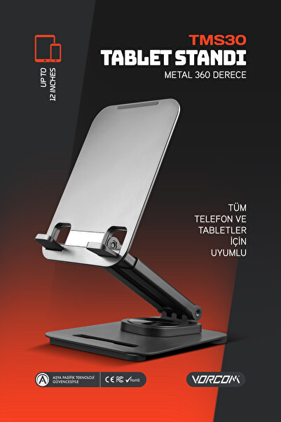 Vorcom 4 Eksenli Metal 360 Derece Teleskopik Tüm Tablet Telefon Uyumlu Ayaklı...