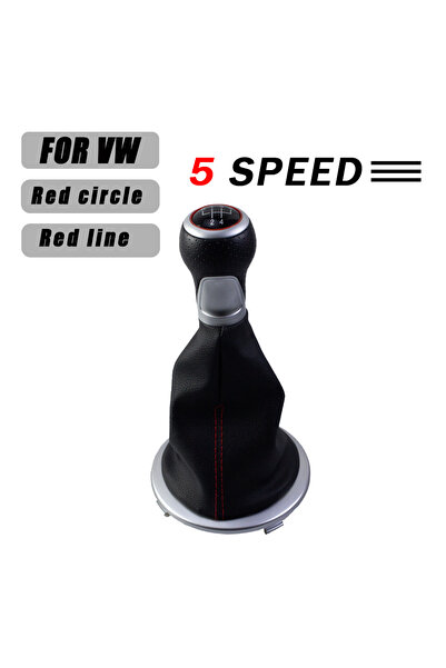 choice2 Red line 1 5 speed Leather Gear Shift Knob Lever Stick Pen For Volksw...