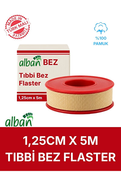 Alban Tıbbi Bez Flaster 1,25 cm x 5 m Pamuklu Medikal Sabitleme Bandı Tekli Rulo