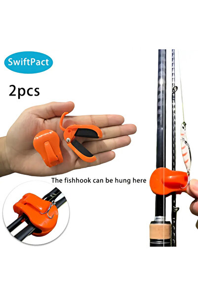 Choice Orange 2pcs Quick-Attach Fishing Rod Clip - Tool-Free 1-Hand Holder fo...