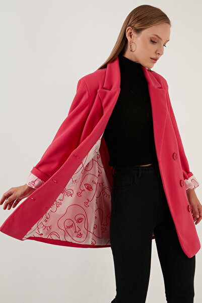 Lela Oversize Çift Düğmeli Cepli Uzun Kaban Kaban 6230058