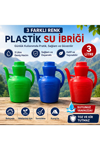 Metler 3 Farklı Renk Plastik Su Ibriği 3 Lt Çok Kullanışlı Plastik Su İbrik K...