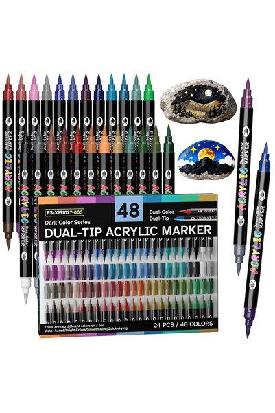 Choice 48 Dark Color 24/48/72/144 Colors Acrylic Paint Markers,Dual tips Dual...