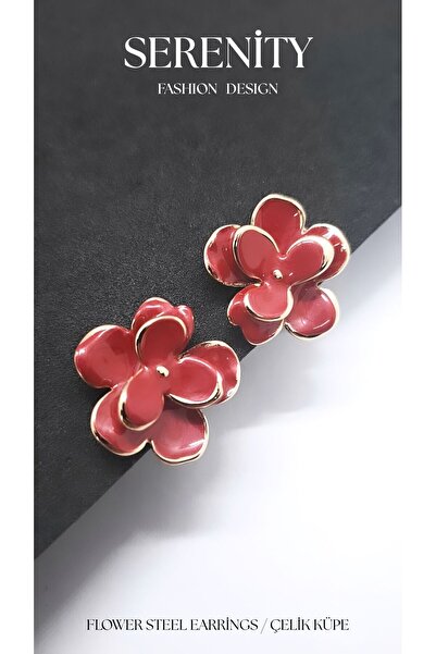 Serenity Bright Enamel Flower Steel Earrings