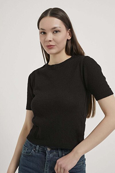 Arma Life Armalife 001 Bi̇s Collar Short Sleeve Knitted Women's Blouse