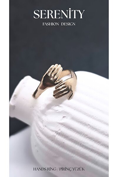 Serenity Brass Ring with Hand Figure Holding