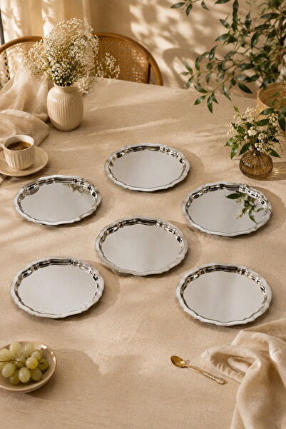Seral 6-Piece Stainless Steel Tea, Coffee, Cake Serving Tray, Appetizer Tray ...