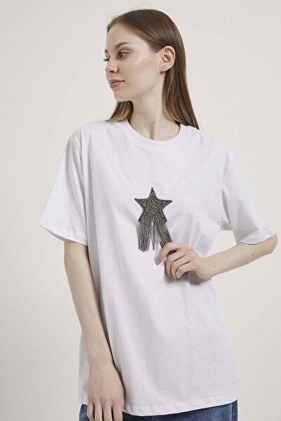 Arma Life ARMALIFE 3000 BİS Γυναικείο T-shirt με φούντες από πέτρα και αστέρι...