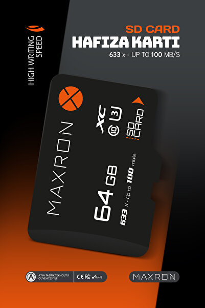 Maxron 64 GB Hafıza Kartı SD Kart Adaptörü 100 Mb/s