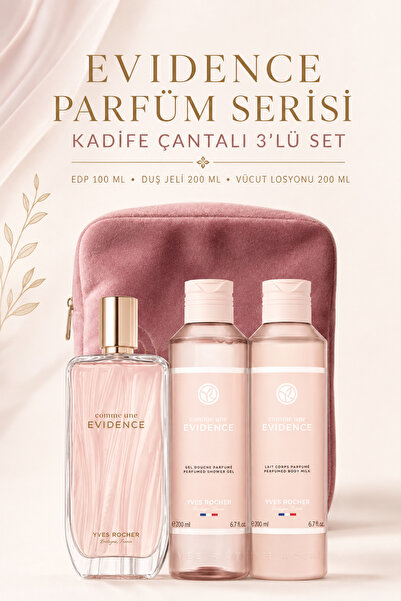 Yves Rocher Kadife Çantalı Evidence Parfüm Serisi 3’lü Şık Bakım & Koku Seti ...