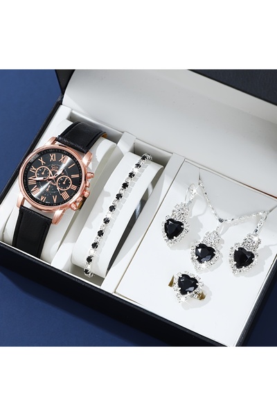 Choice 4 Fashion Quartz Watch and Jewelry Set, Shock Resistant Circular Analo...