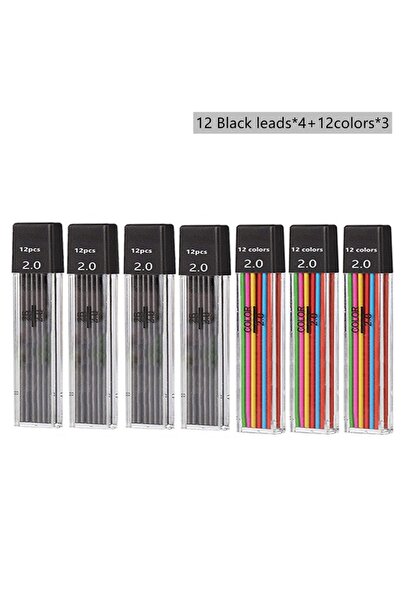Choice1 7 box Mix refills Mechanical Pencil Set 2.0 mm with 2B Black/Colors L...