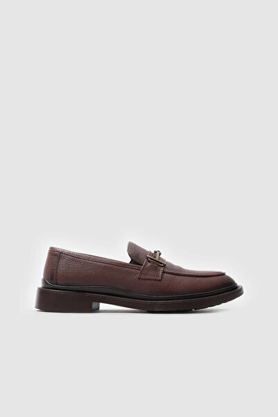 TOGO Erkek Kahve Hakiki Deri Tokalı Loafer Ayakkabı [TG052259]