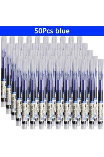 Choice10 50pcs blue 3-100 Pcs Straight Liquid Ball Pen Signature Gel Pen 0.5m...