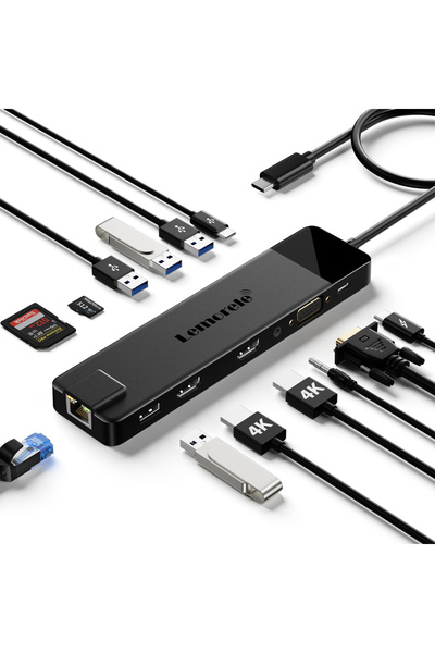 Choice TC100 Lemorele TC100 13-in-1 USB C Hub for MacBook 4K HDMI Docking Sta...