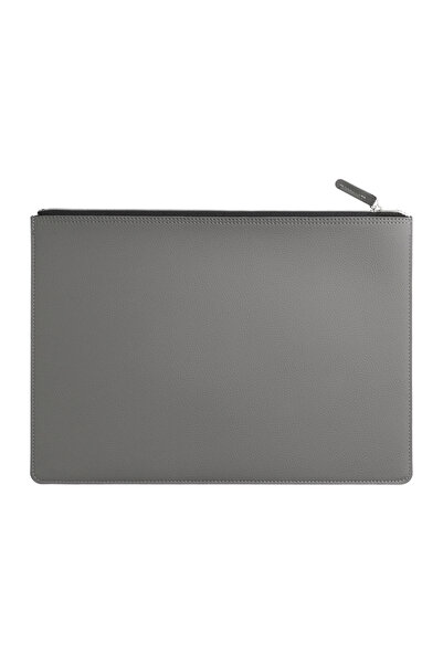 Choice6 Grey A4 Leather Zipper Bag in Multiple Colors Business Briefcase PU D...