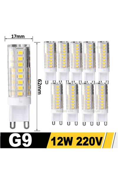 Choice7 مصباح LED أبيض دافئ G9 بقوة 12 واط وجهد 220 فولت (10 قطع) 
مصباح LED ...