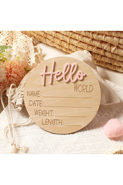 Choice Other 15cm Pink Ylsteed Hello World Newborn Sign Wooden Baby Announcem...
