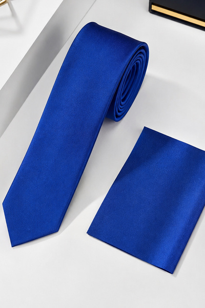 Varetta Kobalt plava muška kravata sa maramicom Slim fit
