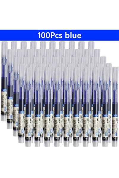 Choice15 100pcs blue 3-100 Pcs Straight Liquid Ball Pen Signature Gel Pen 0.5...