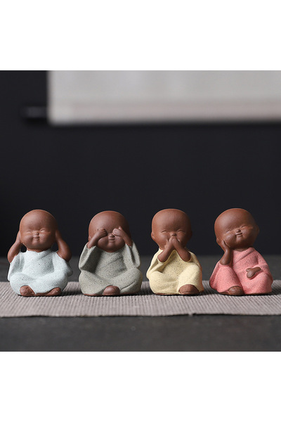 Choice ABCD 4 Pcs/lot Mini Tea Pets Lovely Little Monk Ceramics for Living Ro...