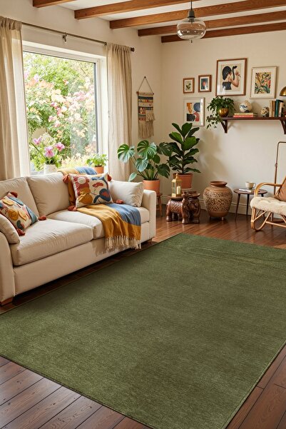 Cotto Home Valerıa VLR01Y Yeşil Dekoratif Şönil Kilim Modern Desen Yıkanabili...