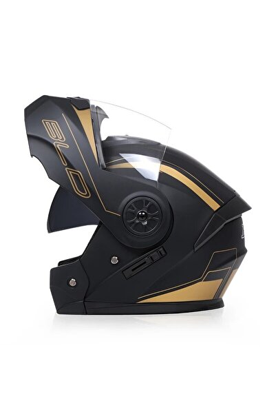Choice L gold black Personalised Dual Lens Flip Up Helmets Motocross Racing M...