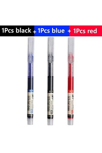 Choice23 1black 1blue 1red 3-100 Pcs Straight Liquid Ball Pen Signature Gel P...