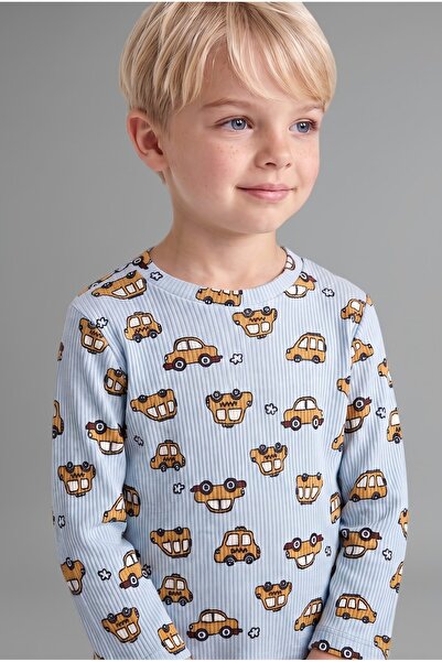 DeFacto Car Patterned Ribbed Camisole 2-Piece Pajama Set for Baby Boy I1432A5...