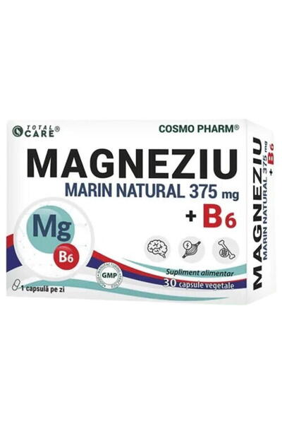 Cosmo Pharm Magneziu Marin 375 + B6 Premium – Stres, Nervozitate capsule vege...