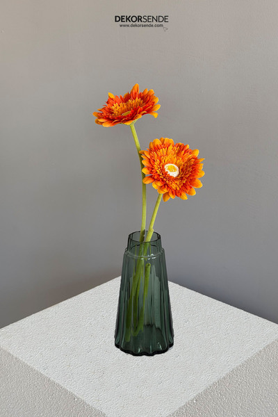 Dekorsende Yapay Gerbera Çiçeği Dal Turuncu 60 cm