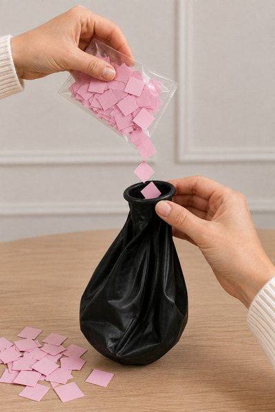 Parti dolabı Pembe Cinsiyet Belirleme Partisi Balon İçi Konfeti Pulu Kağıdı