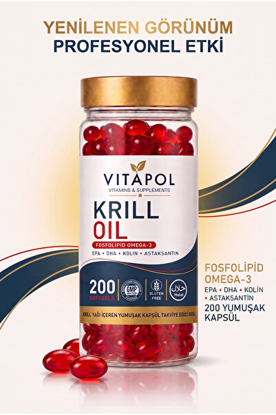 Vitapol Krill Oil Complex 200 Kapsül Astaxanthin, Choline, Phosphatidylserine...