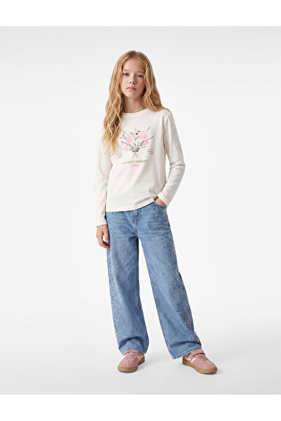 Koton Cotton Long Sleeve Crew Neck Printed T-Shirt
