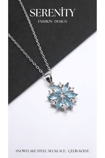 Serenity Round Snowflake Steel Necklace