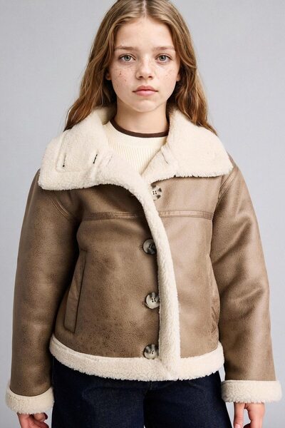 DeFacto Warm Waterproof Large Collar Plush Lining Coats Girls' C4979A824Au