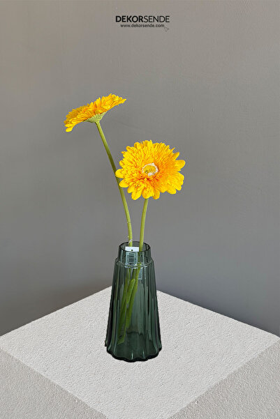 Dekorsende Yapay Gerbera Çiçeği Dal Sarı 60 cm