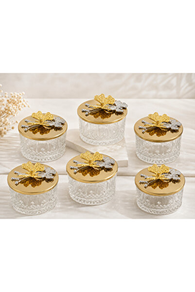 Fiyakalı Ürünler Atölyesi 6-Piece Gold Covered Glass Dessert, Ice Cream, Snac...