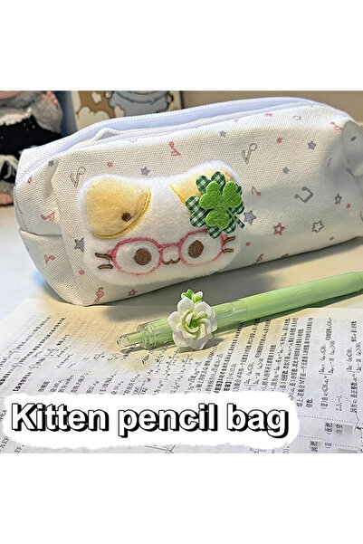 Choice1 KOQZM A1 1PC Cute Cartoon Four-Leaf Clover Cat Large Capacity Pencil ...