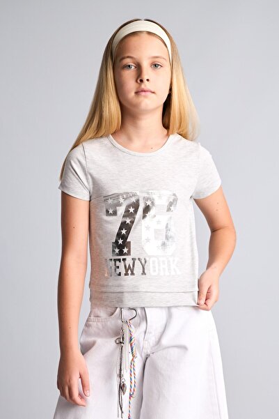 DeFacto Regular Fit Crew Neck Short Sleeve Printed T-Shirt Girls I6179A826Sm