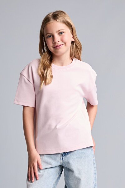 DeFacto Relax Fit Crew Neck Drop Shoulder Short Sleeve Basic T-Shirt Girl Chi...