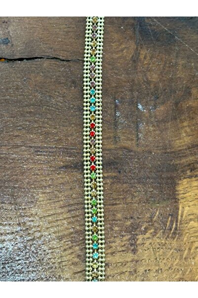 Gönülden Tasarım 160X1 CM RENKLİ TAŞLI GÜMÜŞ RENK ŞERİT GİYİM AKSESUARI